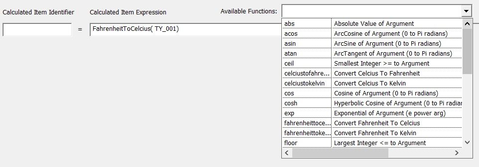 Add Functions in Calculated OPC Item(s)