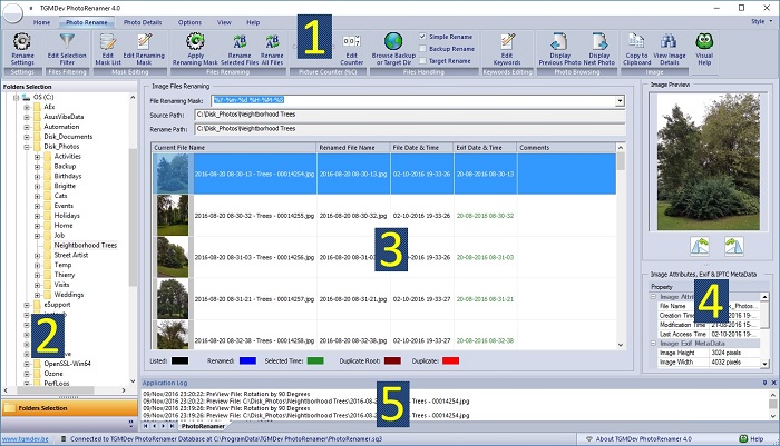 PhotoRenamer 4.1 Screen Overview